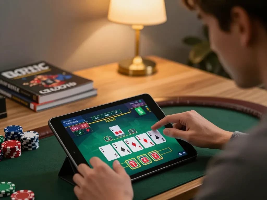 Player engaging in a strategic blackjack game on XX88 gaming platform, highlighting modern online gambling.