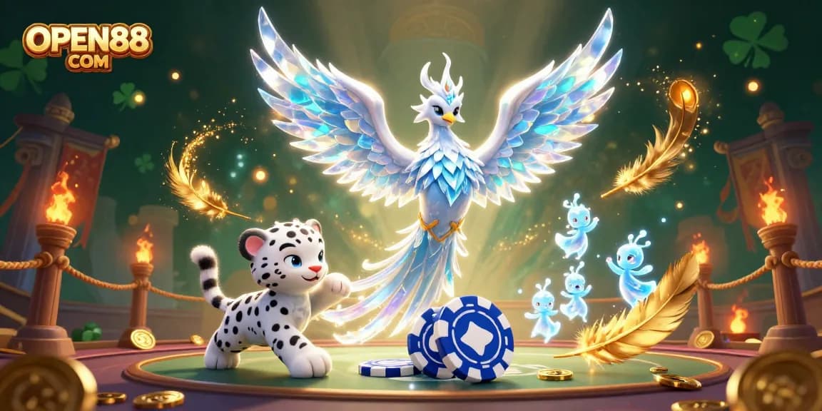 Engage with the thrilling action of OPEN88 COM in this dazzling 3D casino illustration.