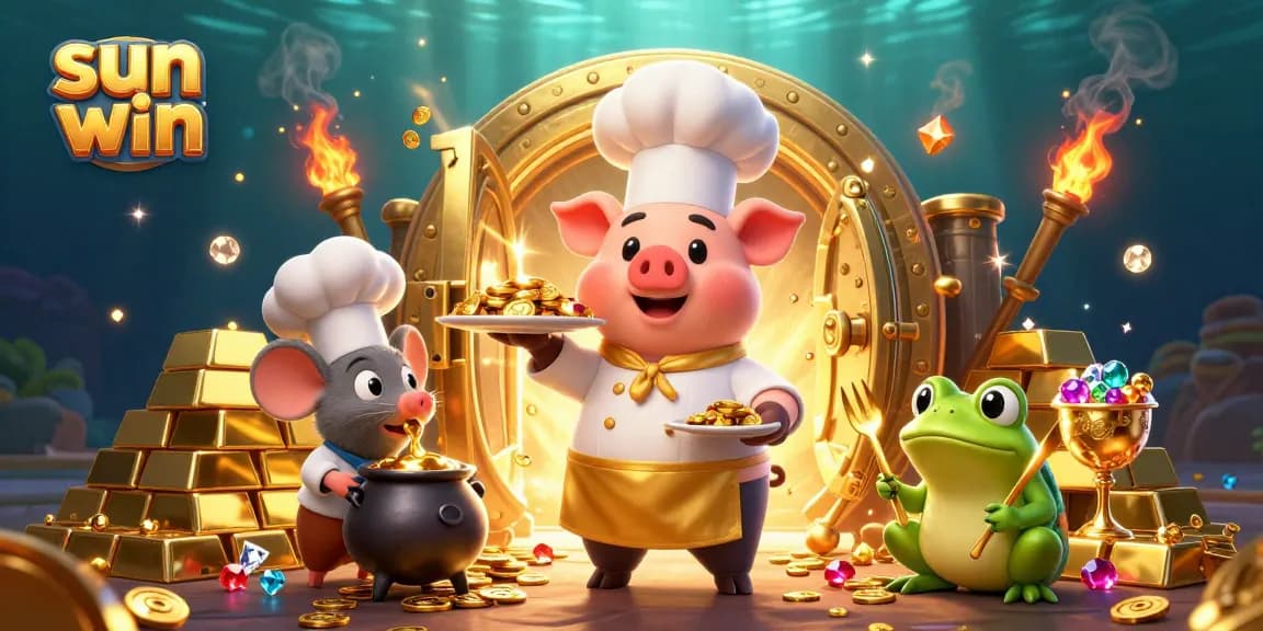 Experience the thrill of sun win with gold coins and treasures in this vibrant casino scene.