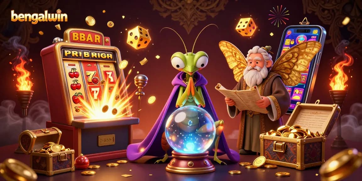 Bengalwin players engage with thrilling 3D gaming elements in a vibrant casino scene full of riches.