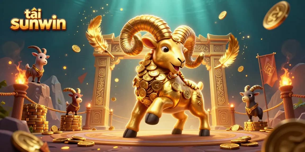 Experience excitement at tải sunwin with vibrant golden ram cartoon charging and dynamic casino elements.
