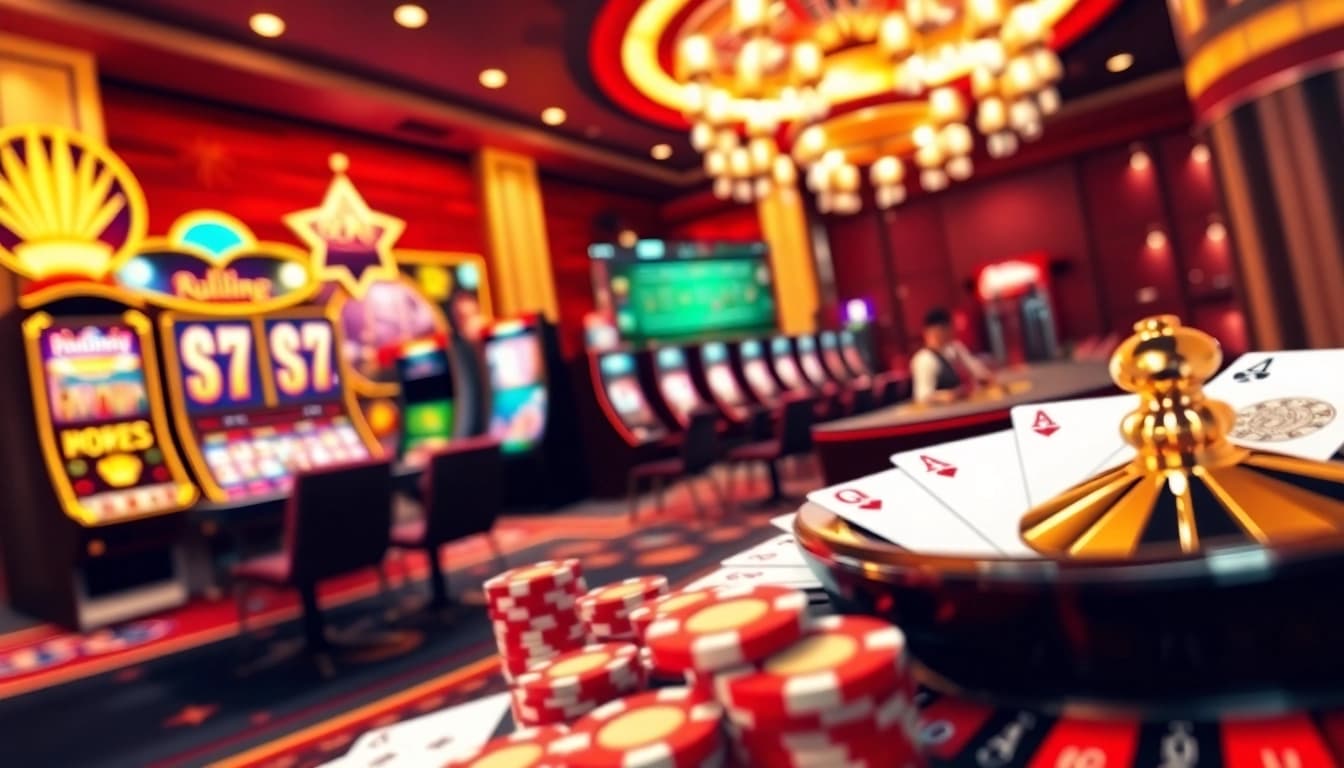 Players engaging in thrilling games at 65A's vibrant online casino, featuring slots and poker tables.