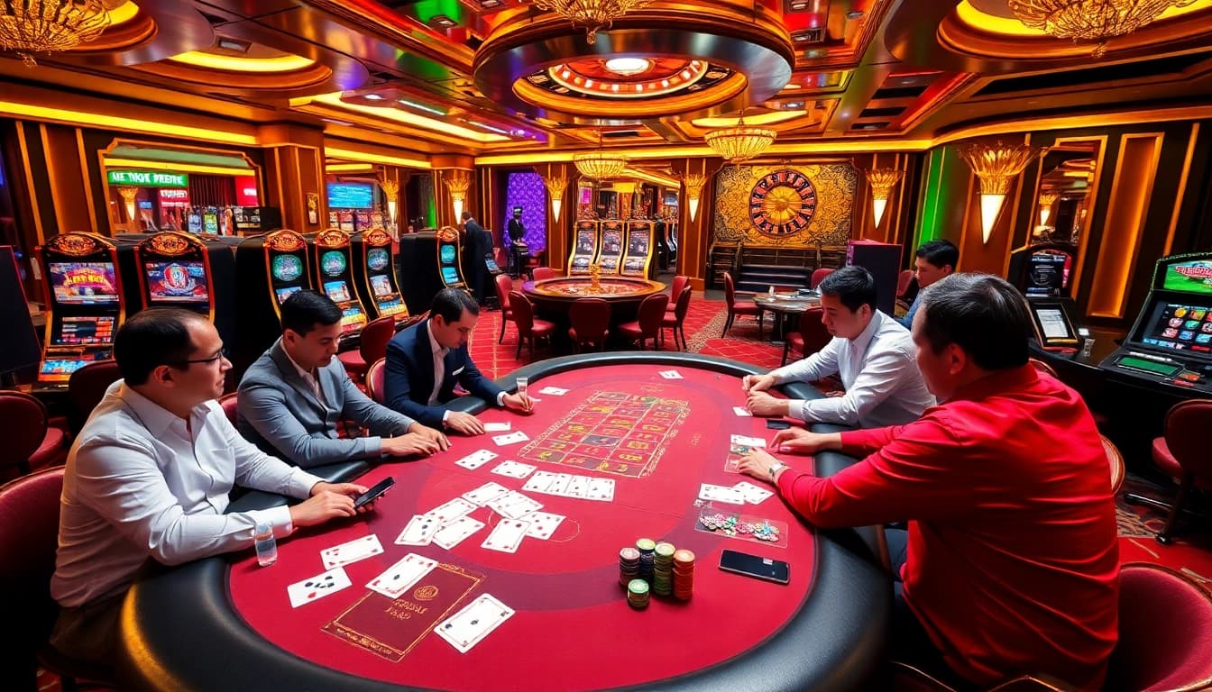 Engage in thrilling gaming action at https://open88.gg/ with poker tables and vibrant casino atmosphere.