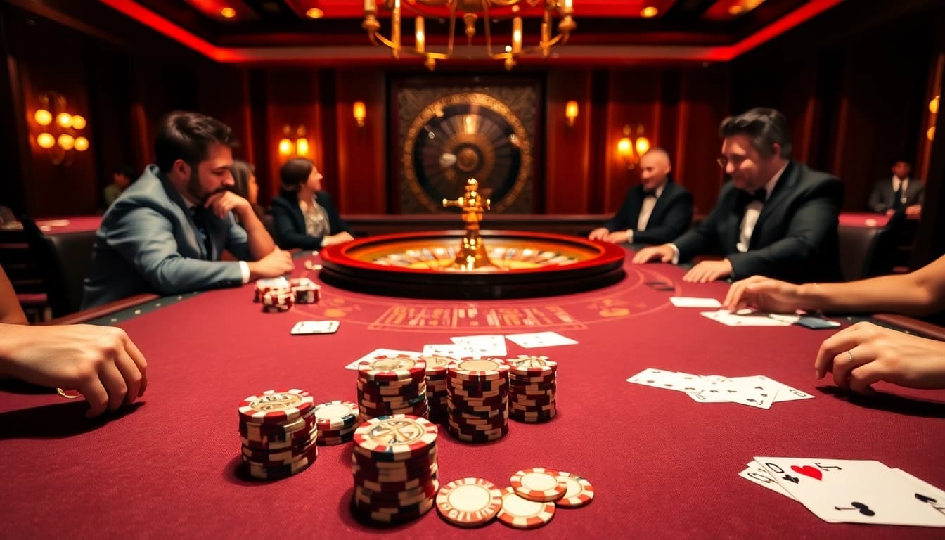 Experience thrilling gaming at https://tt88.to/ with professional players at a luxurious casino table.