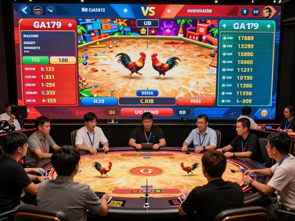 Exciting GA179 online cockfighting gambling scene with vibrant visuals and dynamic action.