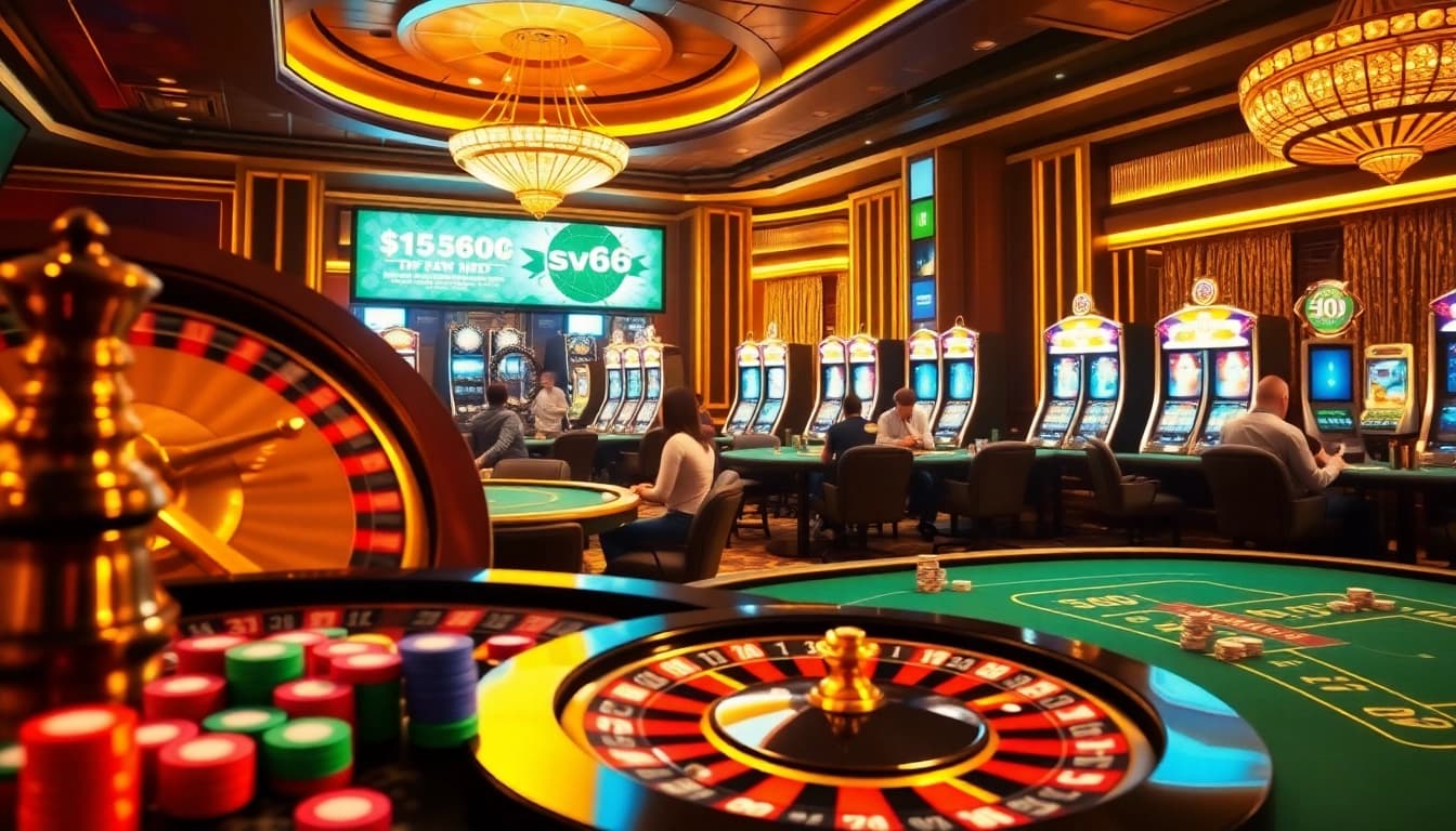 Experience thrilling wins at sv66 with vibrant casino tables and roulette spins.