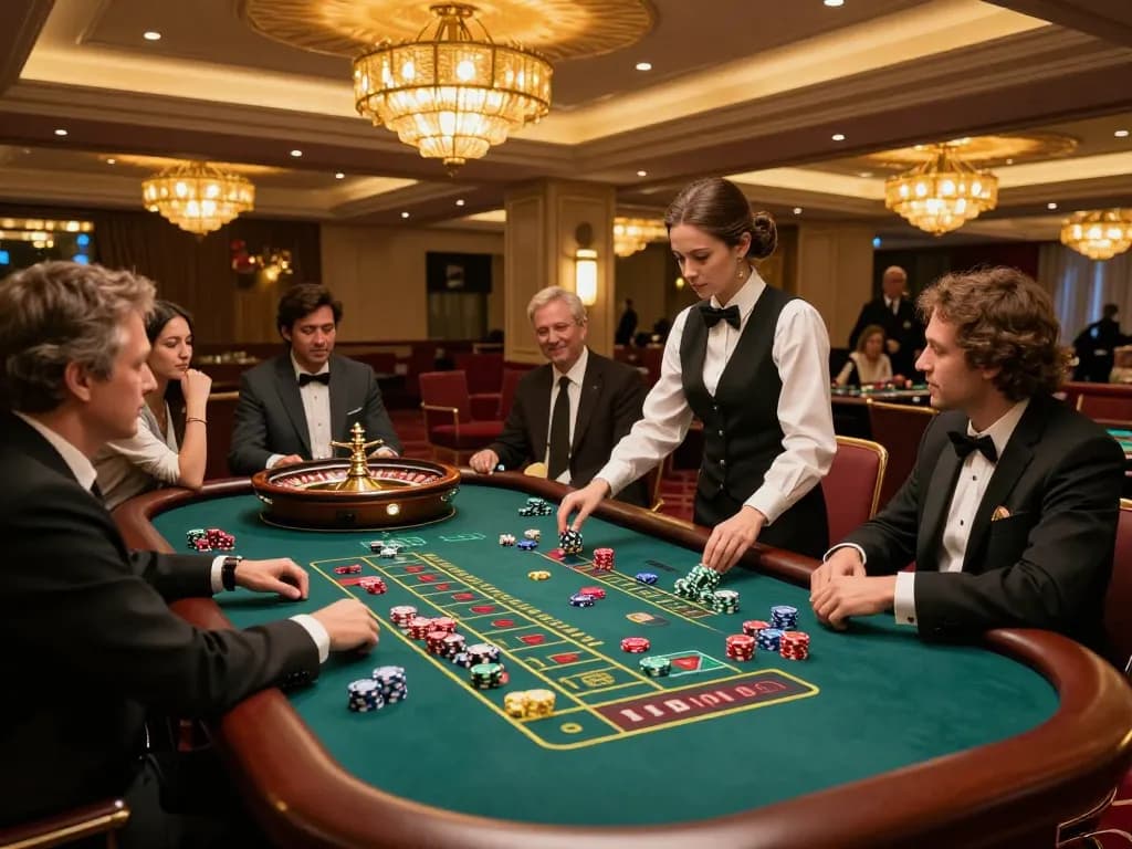 Tempakkan taruhan Anda di meja roulette toto yang menarik dengan chip berwarna-warni dan croupier ahli yang mengelola permainan.