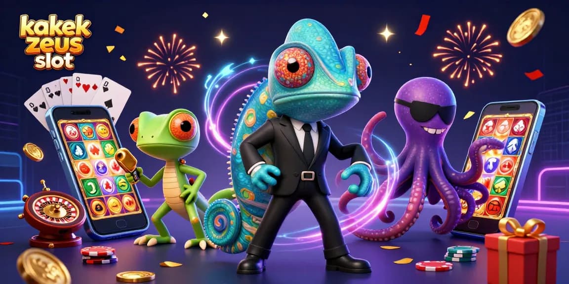 Engaging kakek zeus slot illustration showcasing vibrant casino elements in a colorful 3D scene