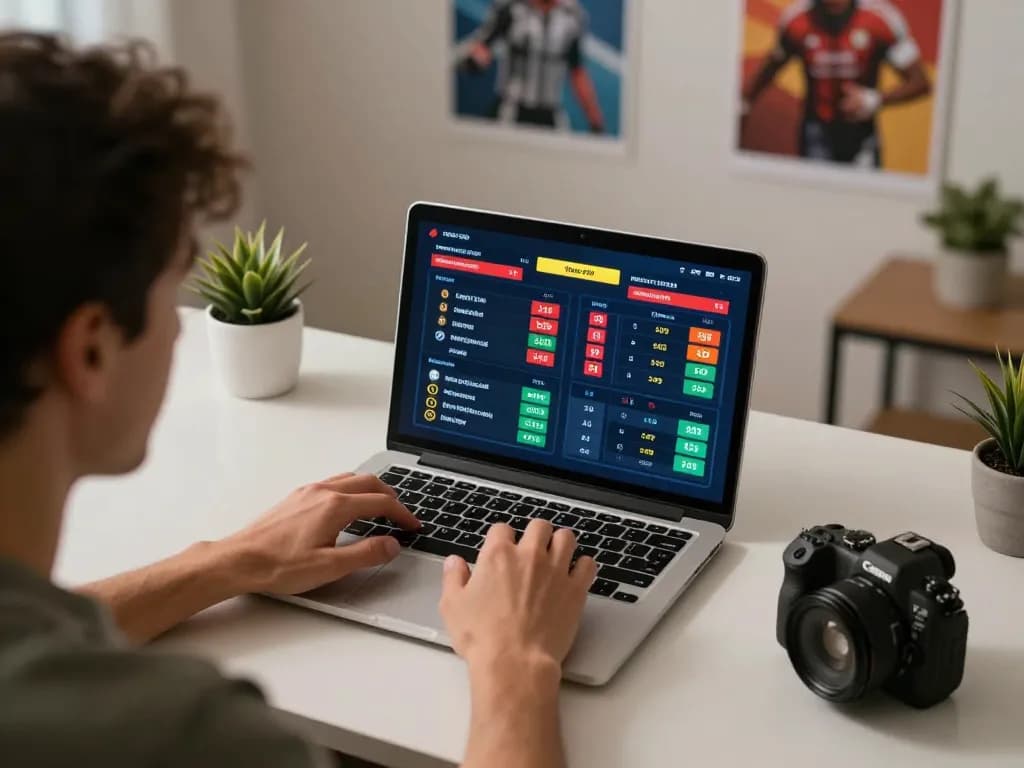 Placing strategic bets on keonhacai digital platform while analyzing live odds in a modern home office.