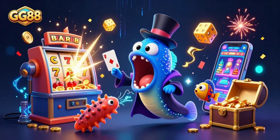 GG88 illustrates a magical casino scene with enchanting sea creatures performing tricks