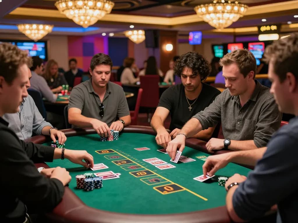 Players enjoying an exciting blackjack game at a casino table, illustrating the thrill of https://www.bearcreekwatershed.org/macroinvertebrates and strategic gameplay.