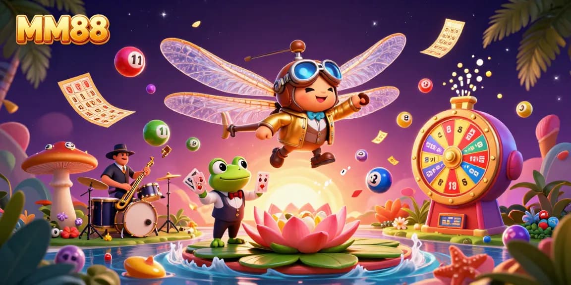 Engage in lively gaming at MM88 with vibrant lottery balls and dynamic casino action