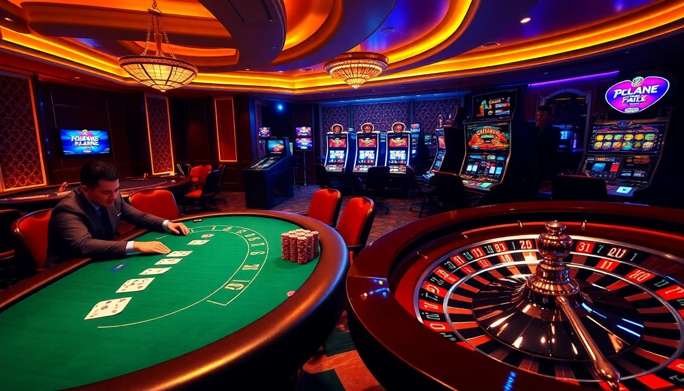 Exciting gaming atmosphere featuring high-stakes poker at tylenhacai7.com casino scene.