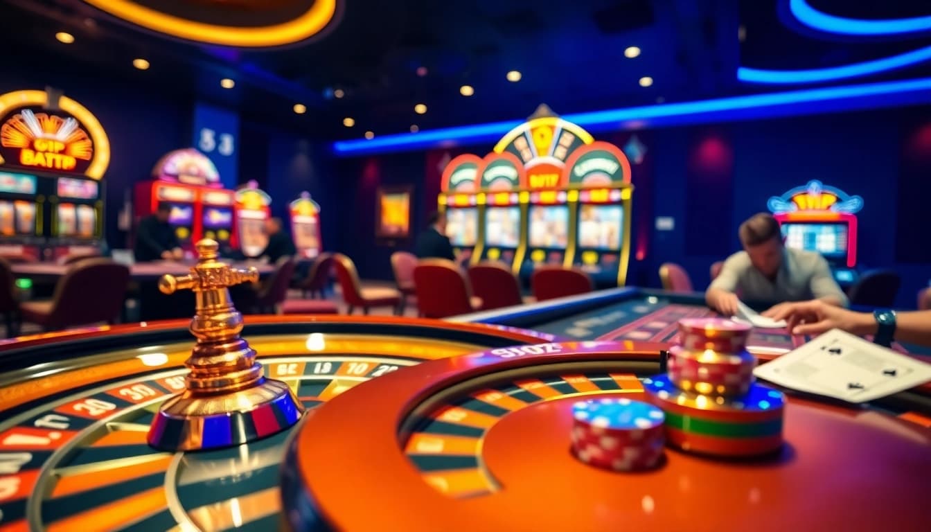 Experience the thrill of gaming at 68VIP with vibrant casino tables and engaging players.