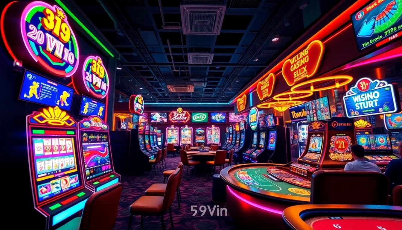 Experience the excitement of 69VN, showcasing innovative online gaming features and vibrant visuals in a high-tech environment.