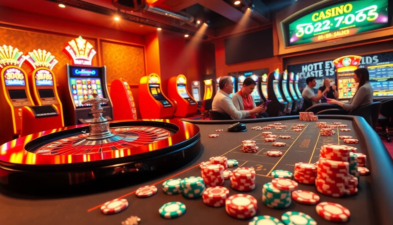 Excited gamblers at a luxurious online casino interface at 888newws.com with vibrant slot machines.