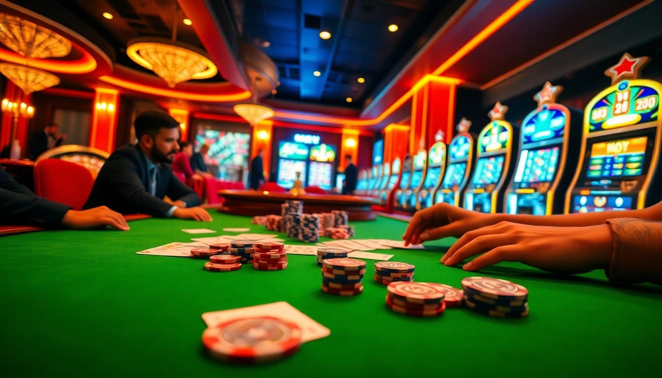 Engage with the thrilling atmosphere of online gambling at https://lixi88.run/ featuring a vibrant poker scene and exciting casino elements.