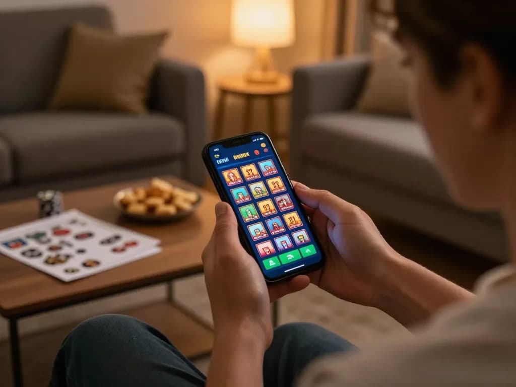 Engaging with 32 win online casino games on a smartphone while relaxing at home