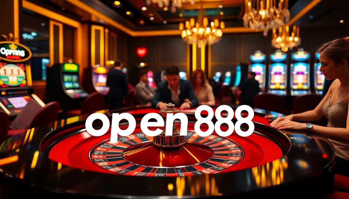 Experience the thrill of open88 as players engage at an elegant roulette table in a luxurious casino setting.