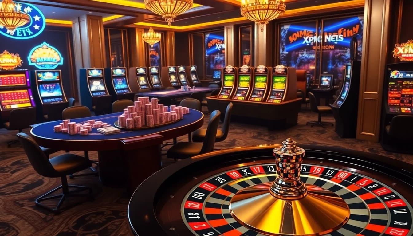 Experience the excitement of xn88 bet with vibrant casino tables and slot machines.