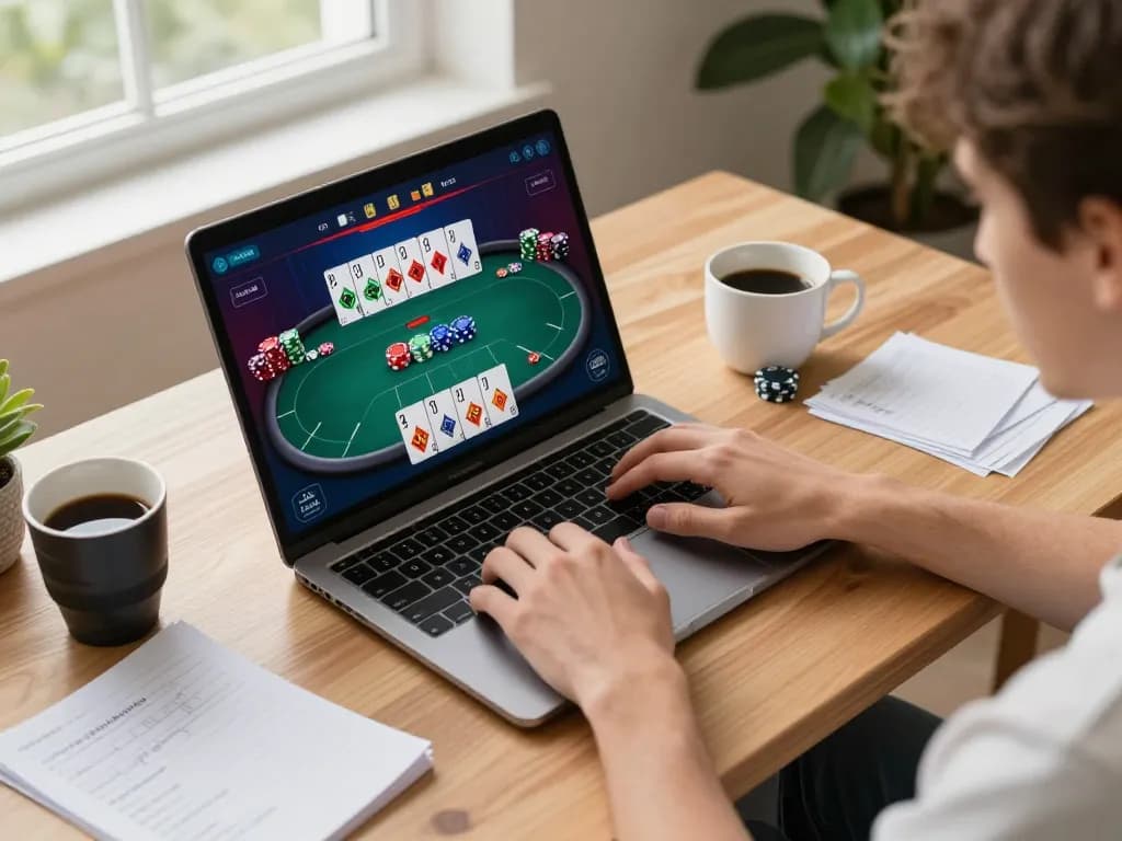 Engaging online gaming session on 789club with user immersed in poker strategy and betting.