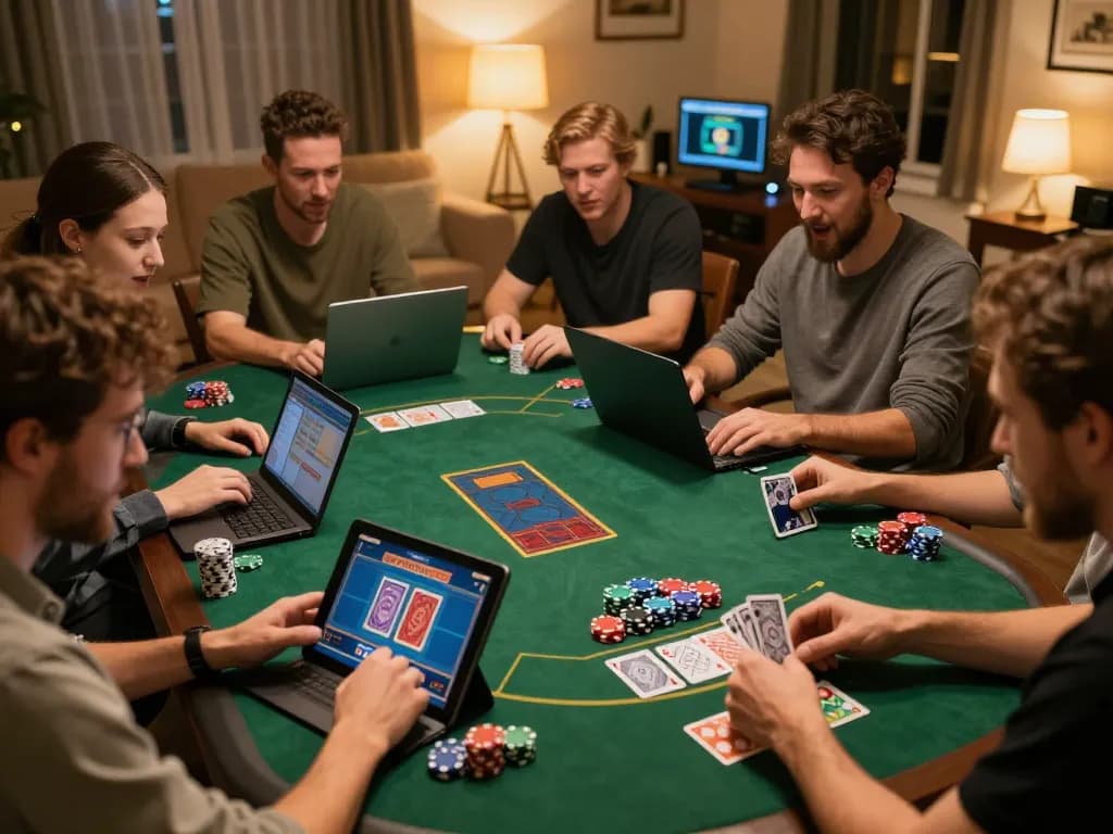 man88 engaging players in online blackjack game at home, showcasing strategic gameplay and social interaction.
