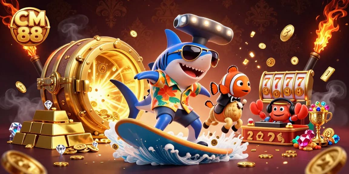 CM 88 showcases thrilling undersea adventures with vibrant characters gambling amidst gold and jackpots.