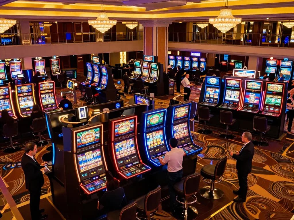 Engaging scene at KJC casino showing vibrant slot machines attracting players with delightful gaming experiences.