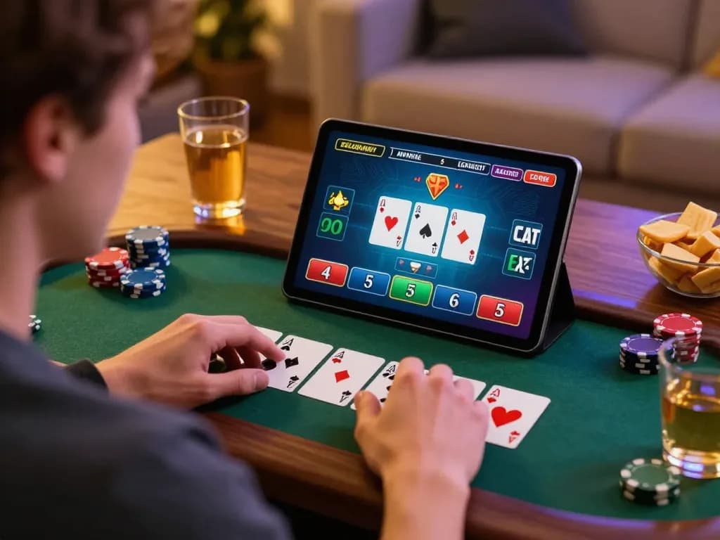 TG88 player enjoying live dealer blackjack on tablet in cozy home setting.