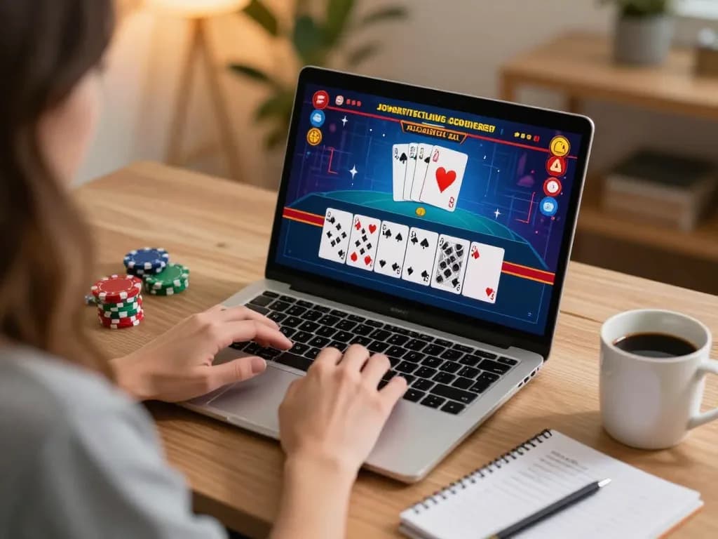 Engaging live dealer game on 23winn laptop, showcasing dynamic online gaming experience