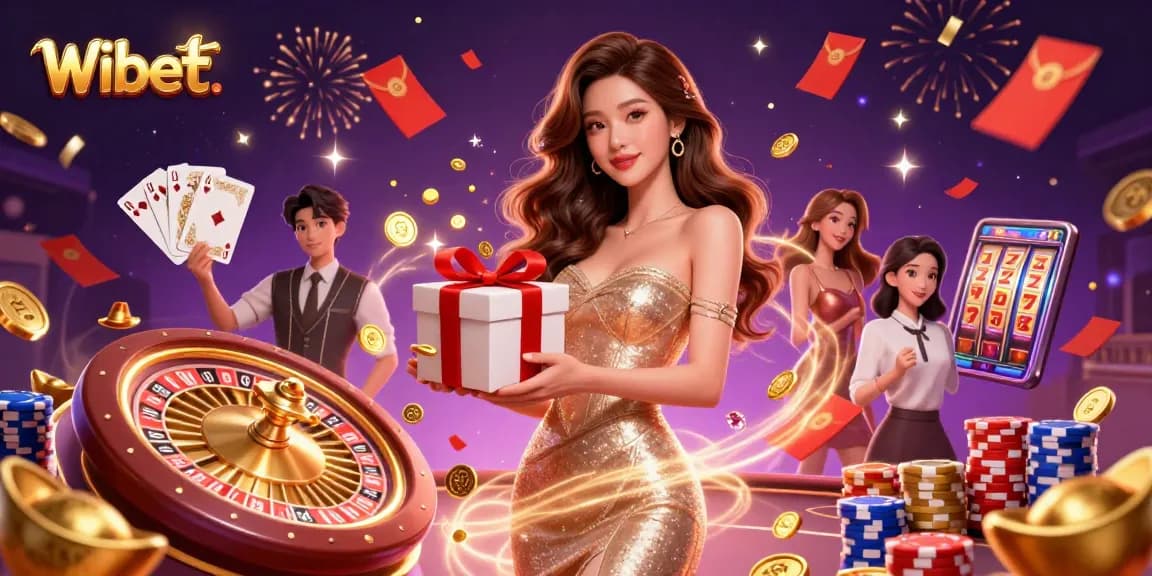 Wibet offers thrilling moments as gorgeous characters play vibrant casino games with festive elements.