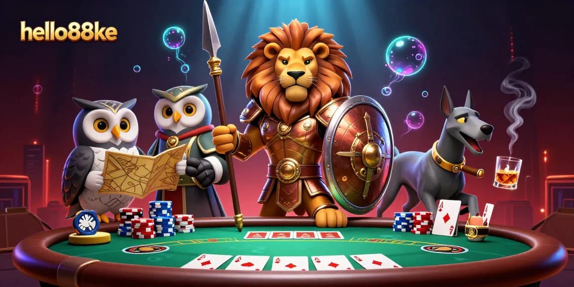 Experience thrilling gameplay at hello88ke with a dynamic 3D scene showcasing poker action and vibrant casino elements.