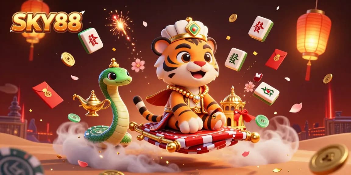 Experience thrilling wins at SKY88 Casino with vibrant gaming action and festive elements.