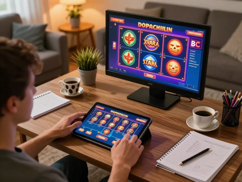 Enjoy dynamic gameplay at TR88 with a tablet in a cozy setting.