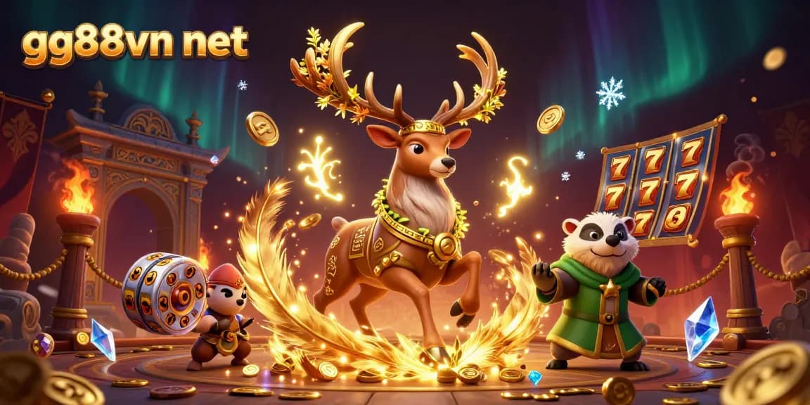 Engage in thrilling slots at gg88vn net with a vibrant 3D scene showcasing Celtic magic and fun.