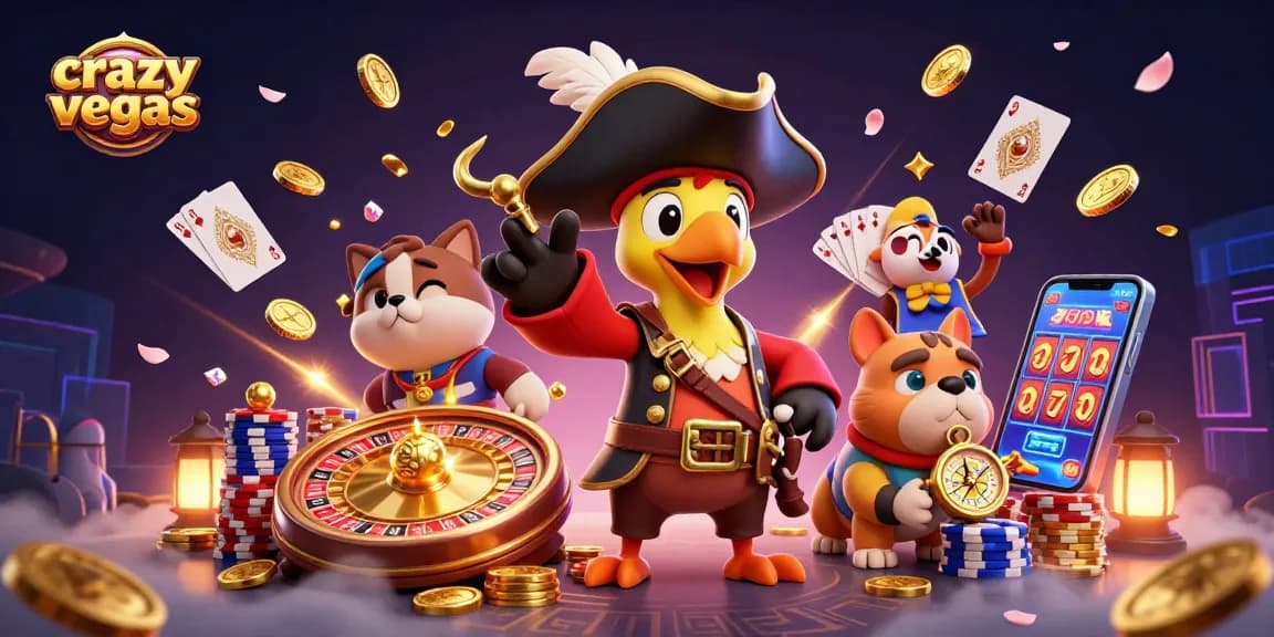 Engage in exciting gameplay at crazyvegas with a vibrant 3D pirate-themed digital casino scene.