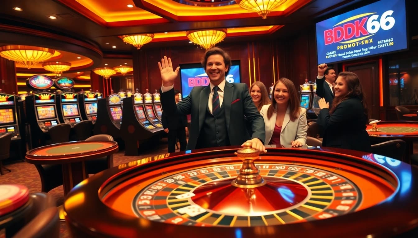 Winning at the roulette table with BDTK66 promotions in a luxurious casino setting.