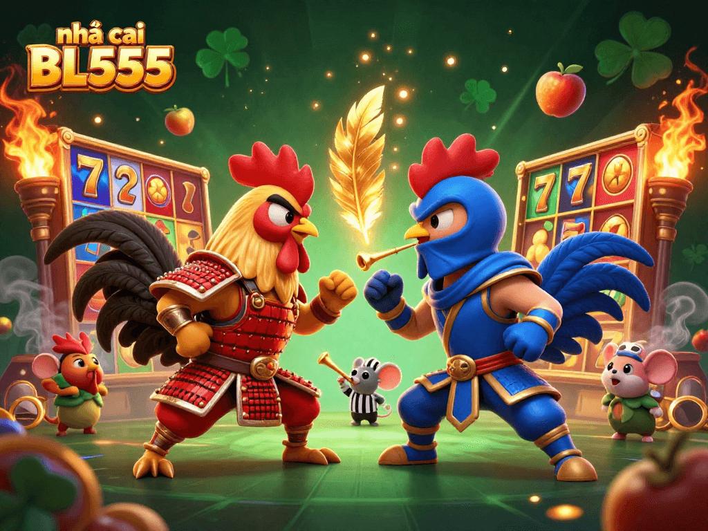 Experience thrilling gameplay at nhà cái BL555 with dynamic fighting roosters and exciting slot elements.