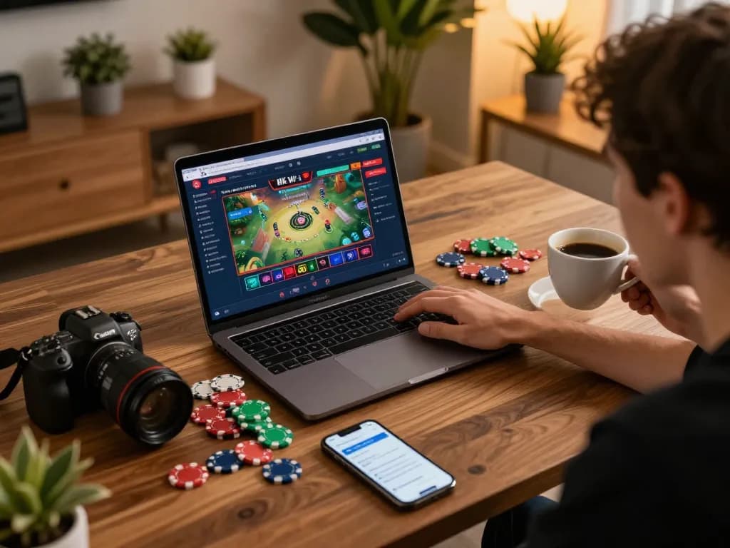 Engaging gameplay at rik vip online casino with vibrant chip setup and cozy atmosphere.