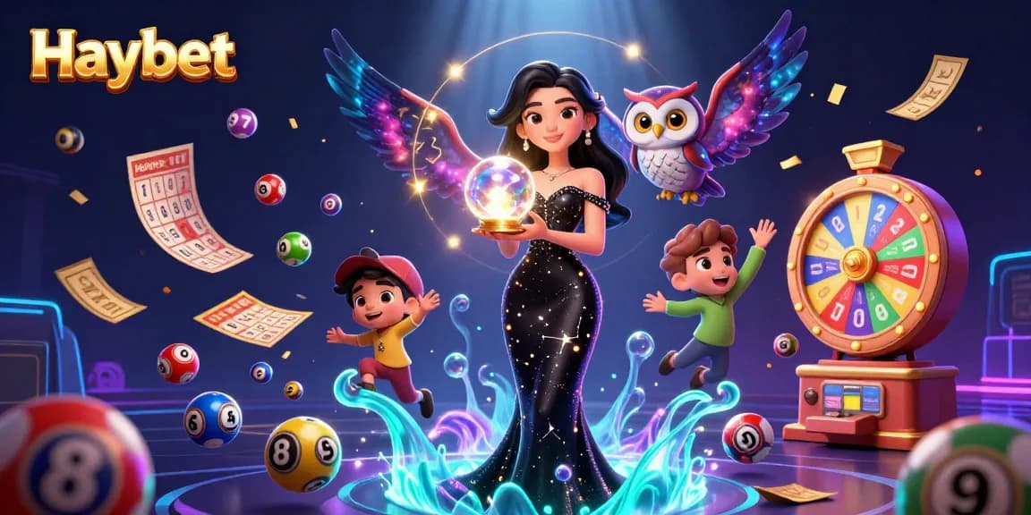 Experience the vibrant excitement of Haybet casino with dynamic lottery elements and a mystical atmosphere.