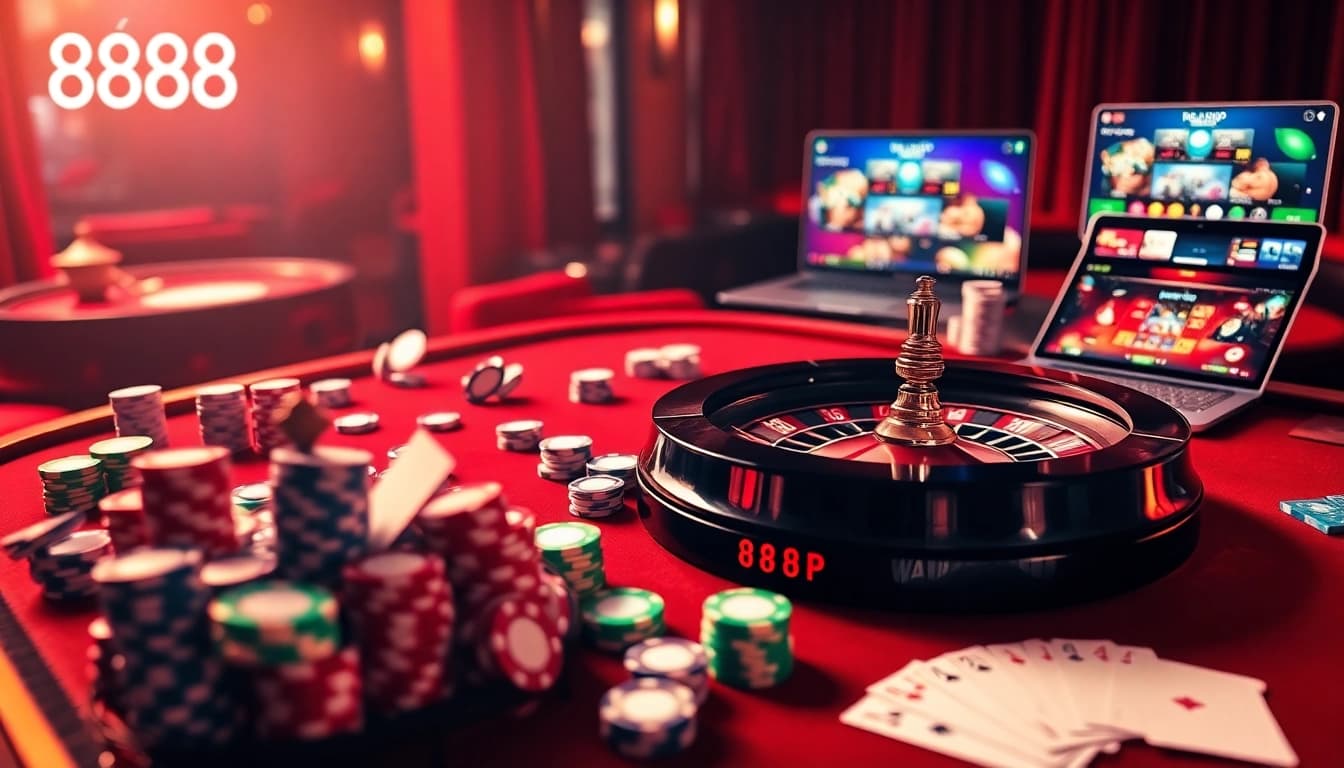 Engage in thrilling gaming experiences at nhà cái 888P with vibrant casino elements and a modern online interface.