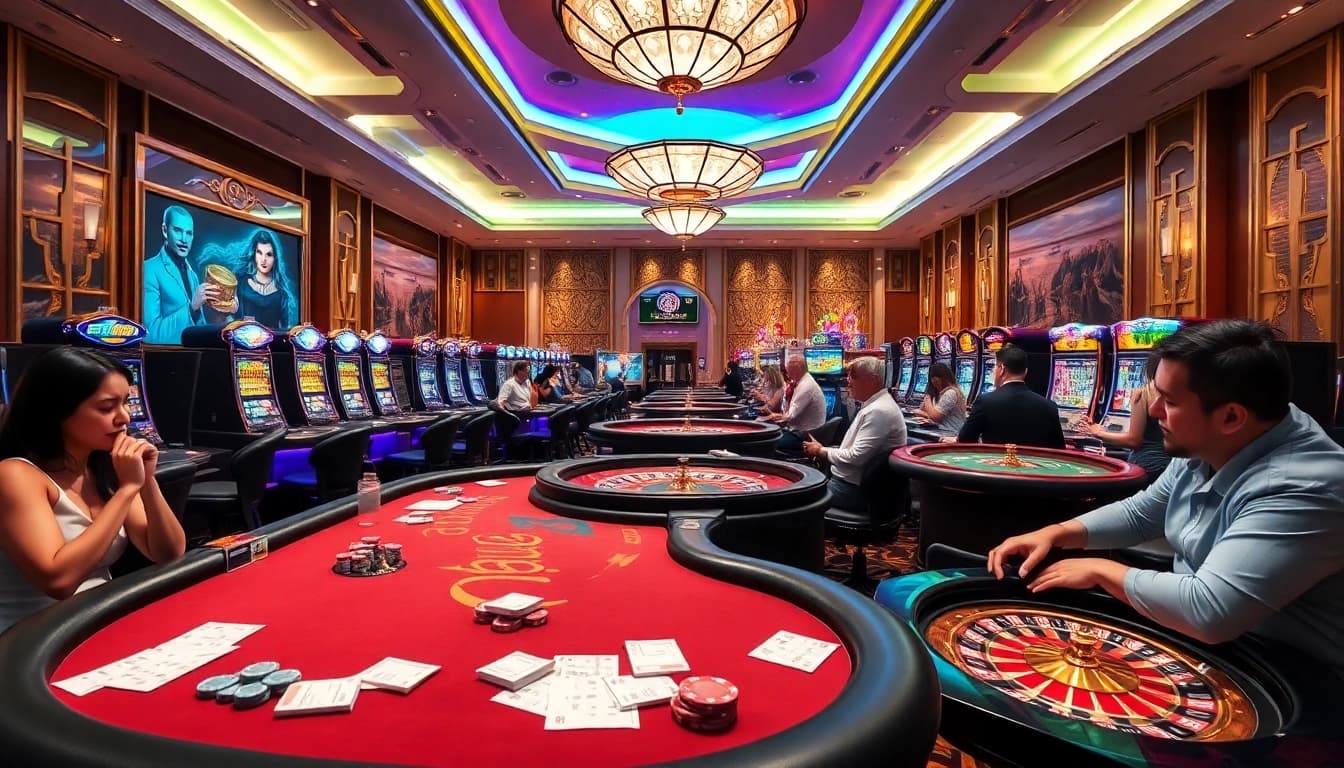 Engaged players experiencing the excitement of winning at 789club casino games in a vibrant setting.