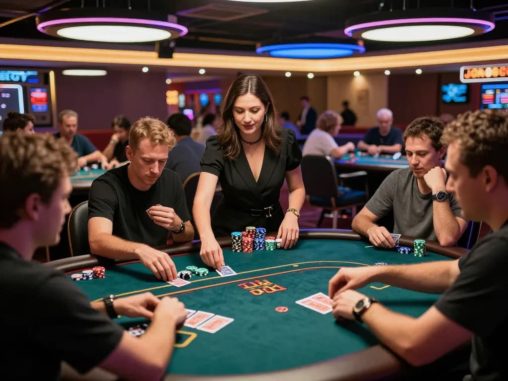 Players enjoying spirited poker games at Jun88 casino, highlighting excitement and focus.