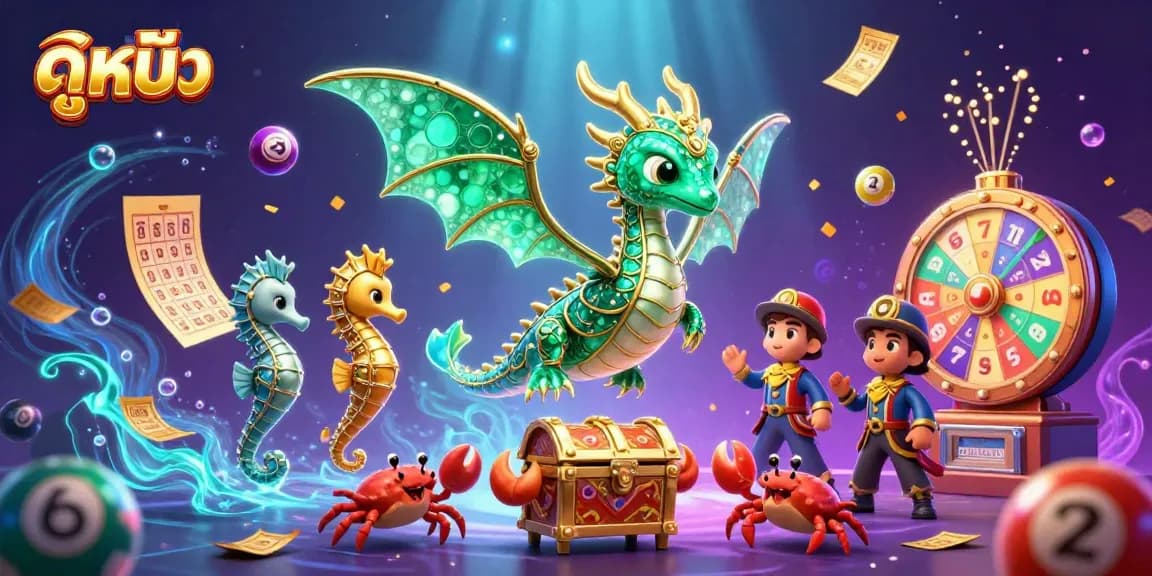 Engage in ดูหนัง with vibrant scenes of casino excitement featuring a colorful lottery setup.
