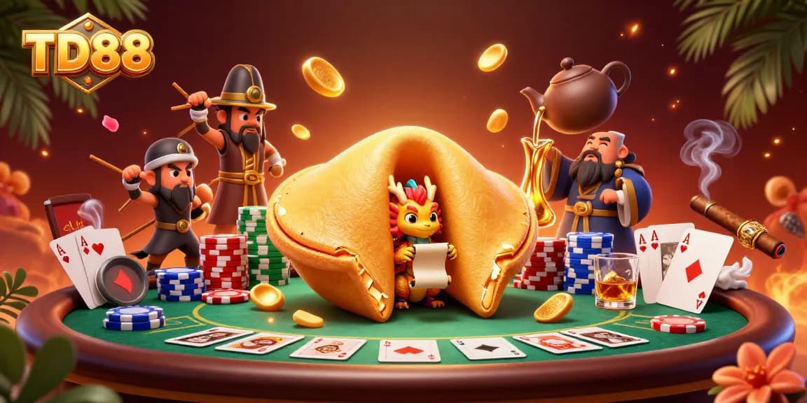 Engage with TD88's exciting poker action in a vibrant 3D casino illustration.