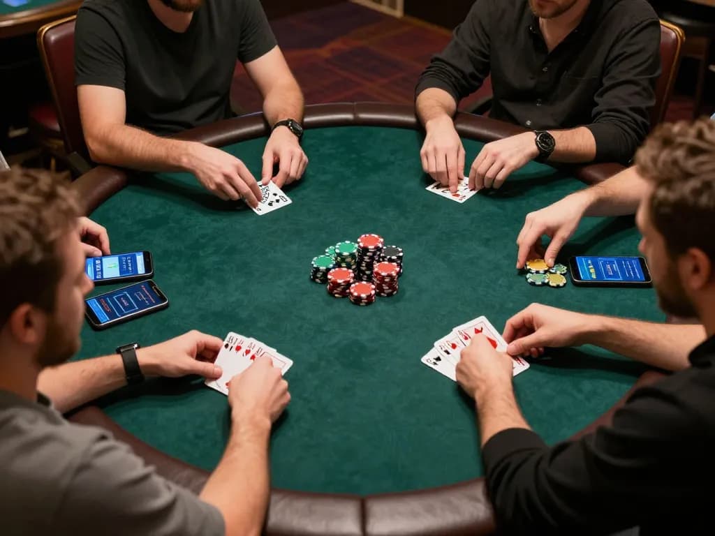 Players engaging in a lively poker game at OPEN88, showcasing strategy and excitement in online gambling.