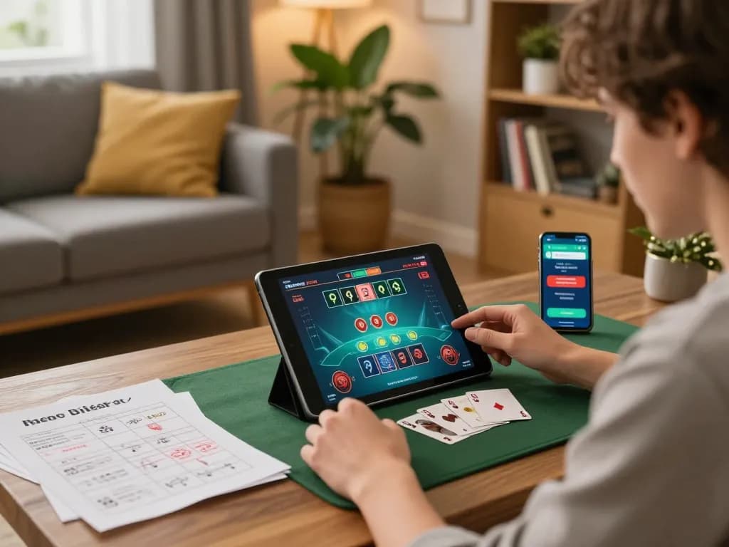 Play blackjack online with u888 in a cozy home setting, showcasing strategy and gaming action