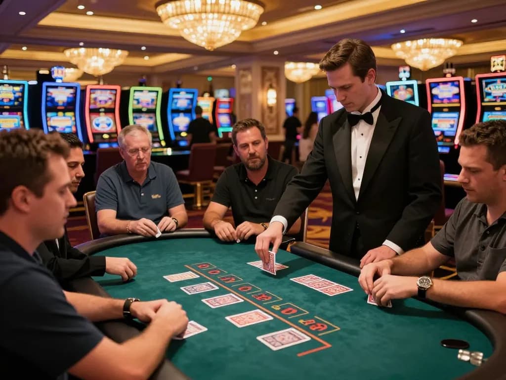 33win blackjack players engaged in intense action at a premium Las Vegas casino table