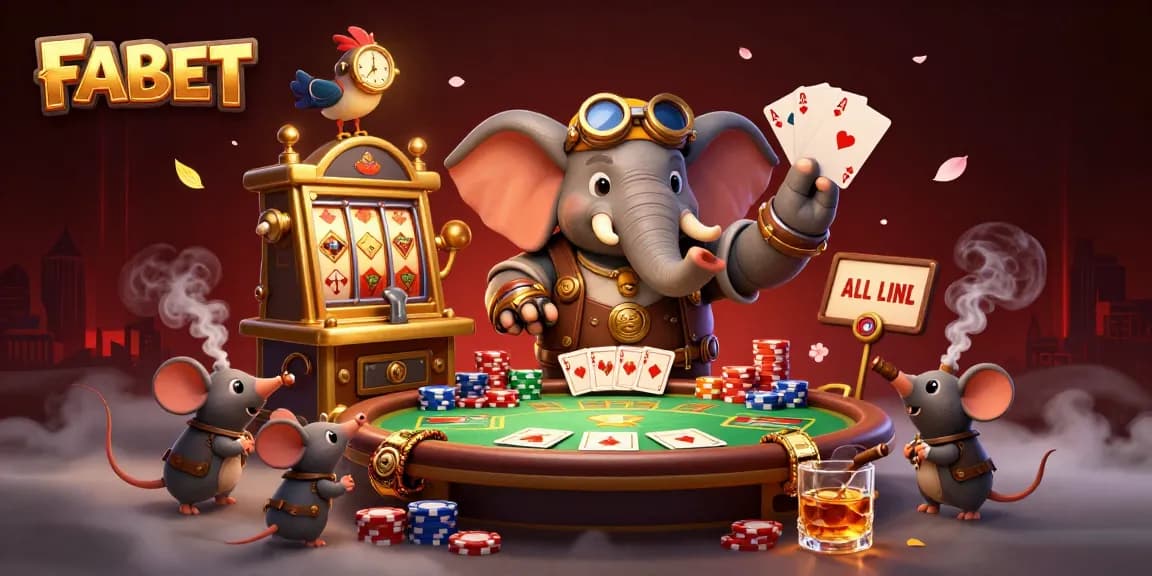 FABET showcases an engaging slot machine inspired by a steampunk elephant engineer, embodying the casino experience.