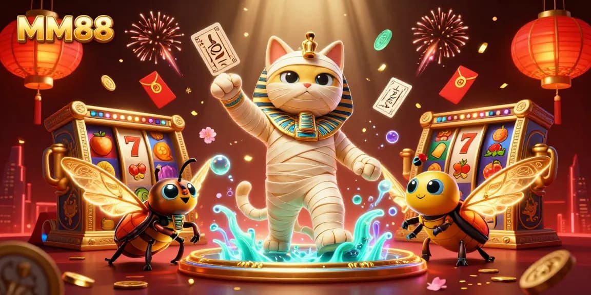Engage in thrilling MM88 adventures with vibrant 3D gaming elements in a dynamic casino scene.